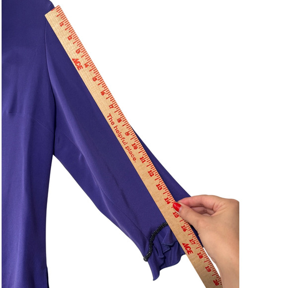 Jones New York Silk 2-Piece Set 8 Beaded Ruffle Jacket Maxi Slip Dress Purple - Picture 16 of 16